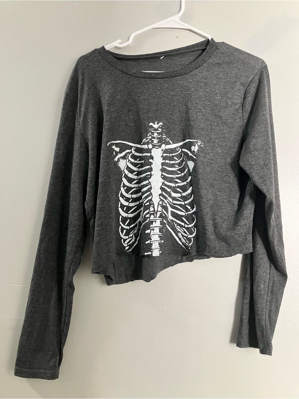 Amazon Dark Gray Long Sleeve Tee with White Skeleton Print